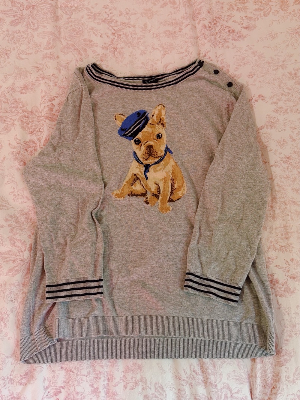 Talbots french bull dog sweater